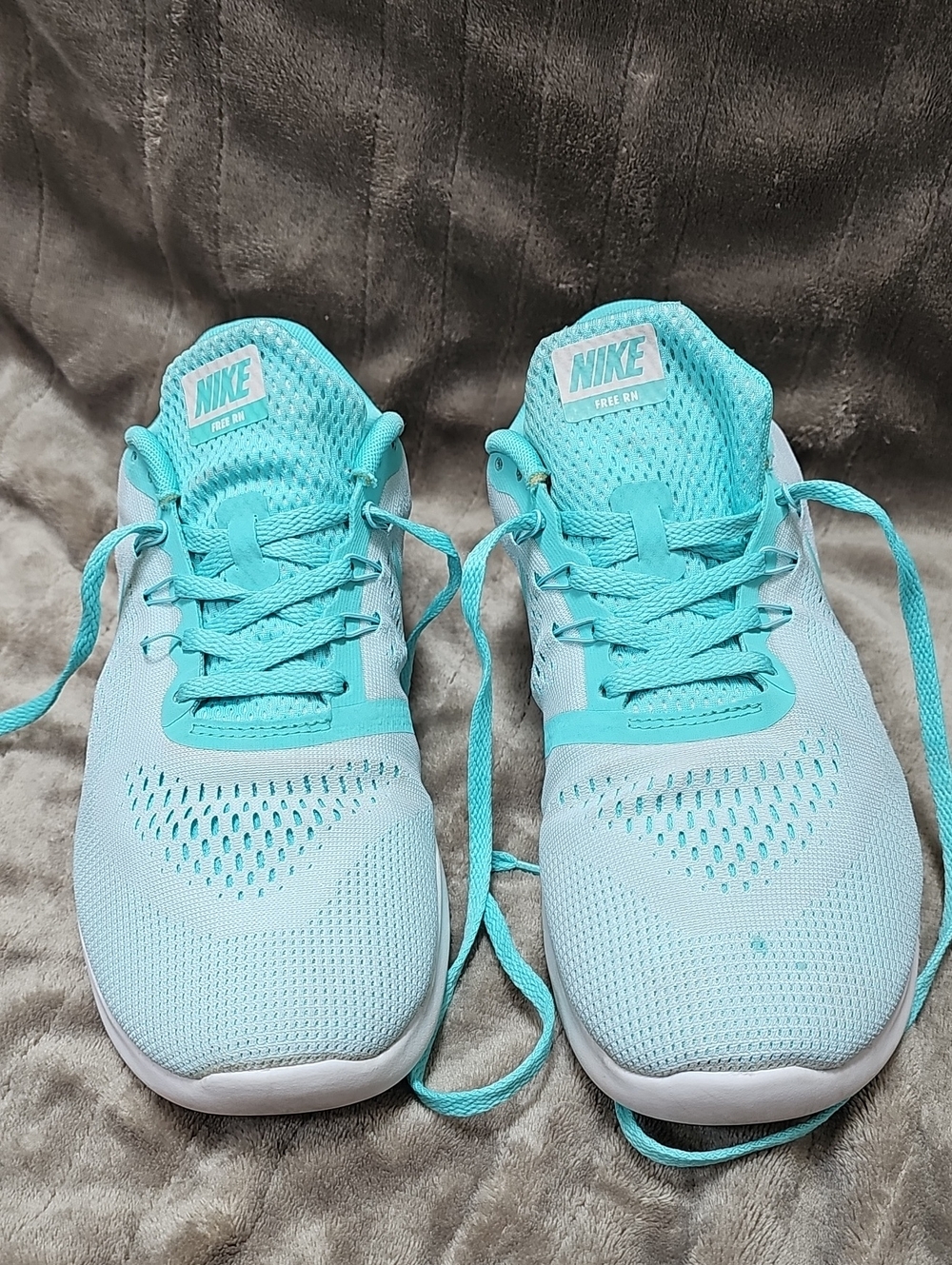 Nike Free RN GS Youth Running Shoes White Hyper Turquoise Size 7Y Teen